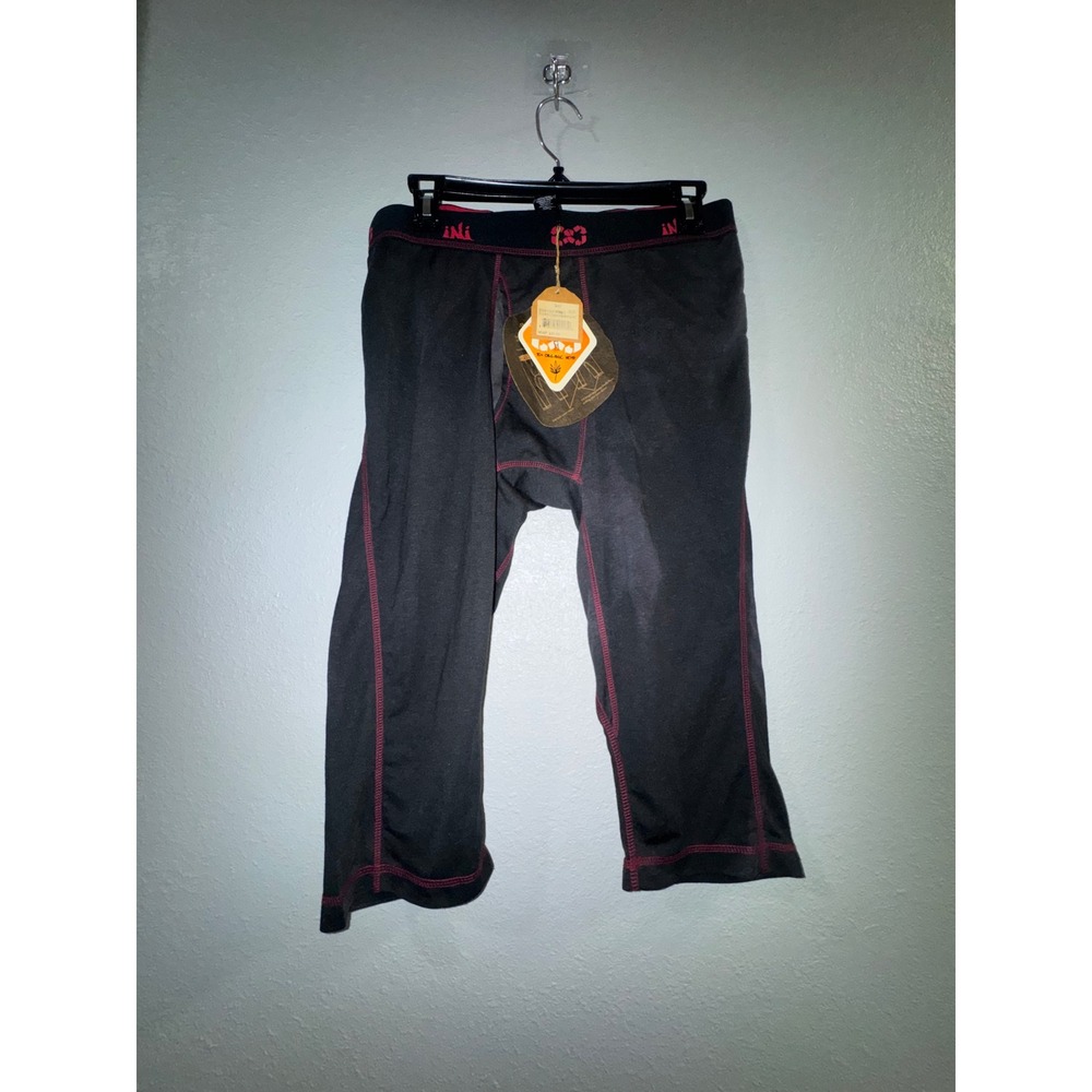 INI Cooperative Shpant Mens Small Black Hemp Recycled Base Layer Crop Pants NEW